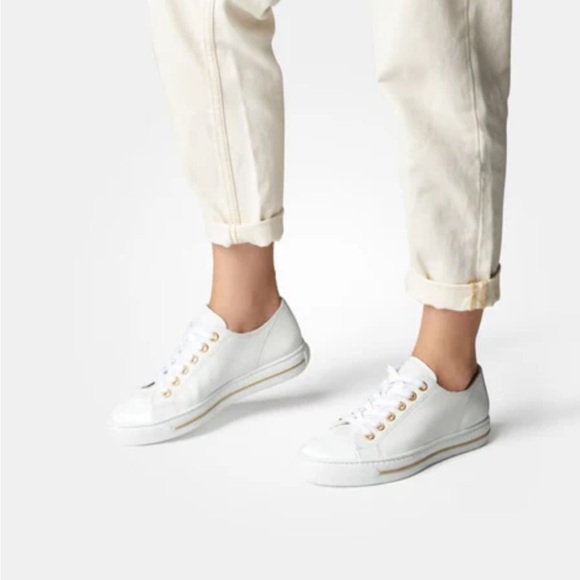 Paul Green Shoes - PAUL GREEN
White Women's White Sneakers with Gold Accents size Uk 3 US 5.5 NEW